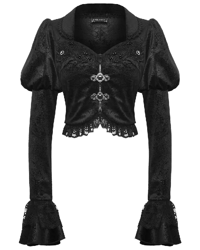 Dark In Love Regency Gothic Paisley Velvet Riding Jacket Front Pockets Side Pockets Patch Pockets