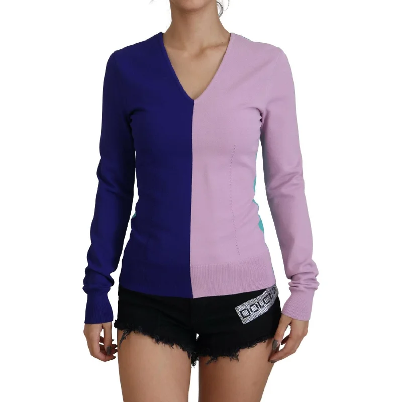 Dolce & Gabbana Chic Multicolor V-Neck Pullover Sweater Zipper Front Cardigan