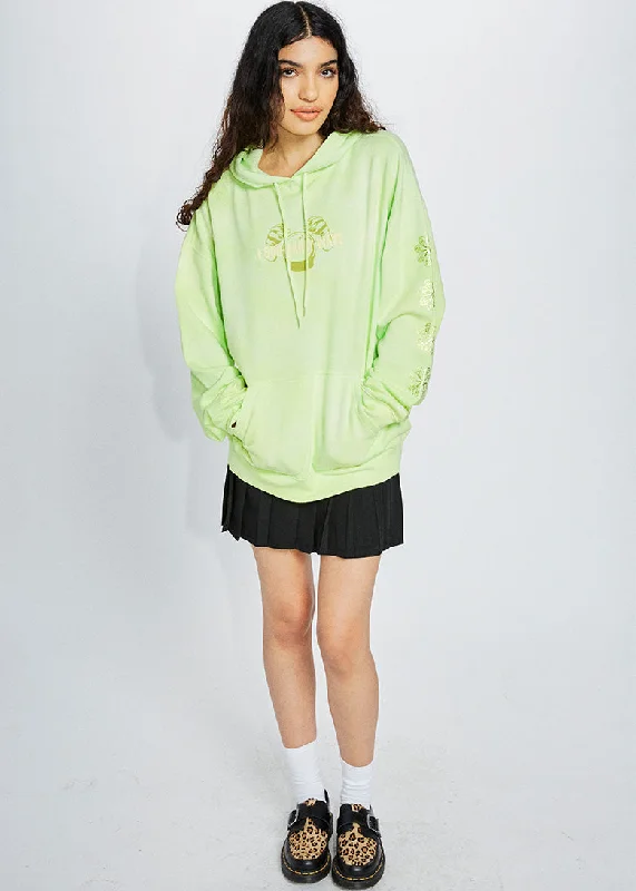 Party Wave Puff Print Graphic Pullover Hoodie Flutter Sleeve Feminine
