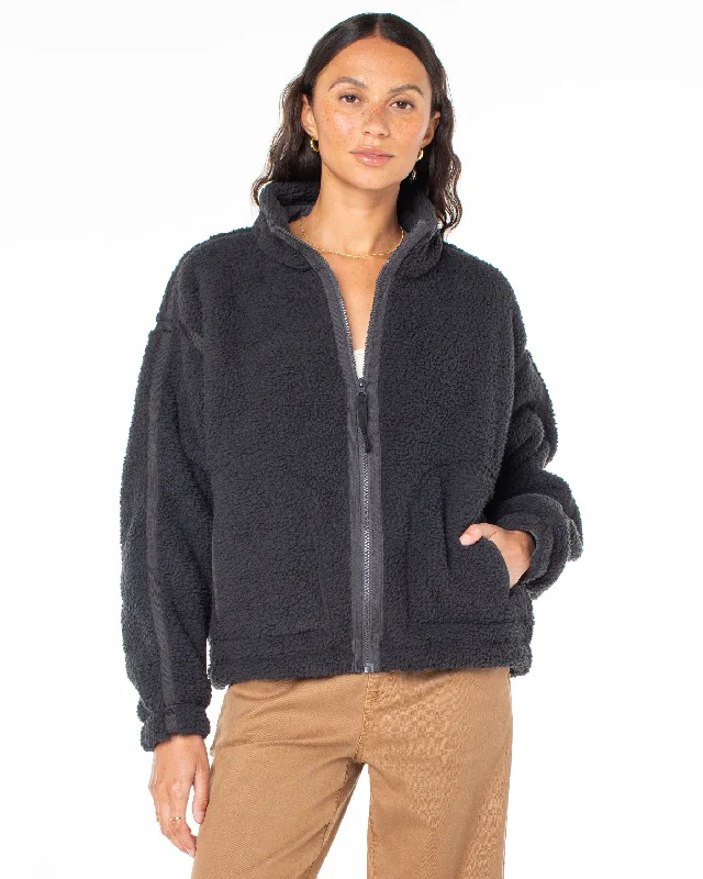 Wurlie Zip Up Fleece Jacket - Phantom Rayon Jacket Velvet Jacket Corduroy Jacket