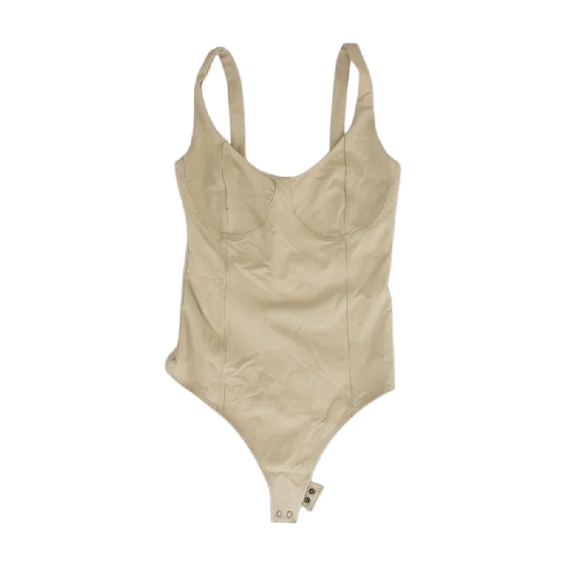 Beige Solid Bodysuit Tank sequin tank top