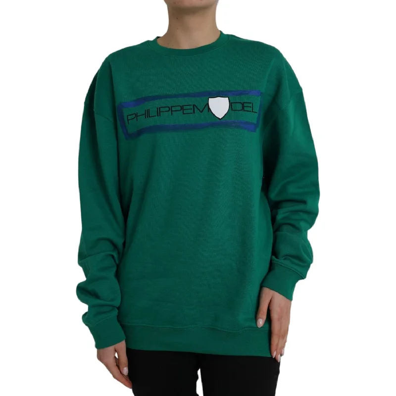 Philippe Model Green Cotton Logo Print Long Sleeves Pullover Sweater Besom Neck Pullover