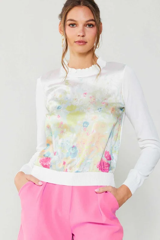 Long Sleeve Light Sweater Top Velvet Chenille Corduroy