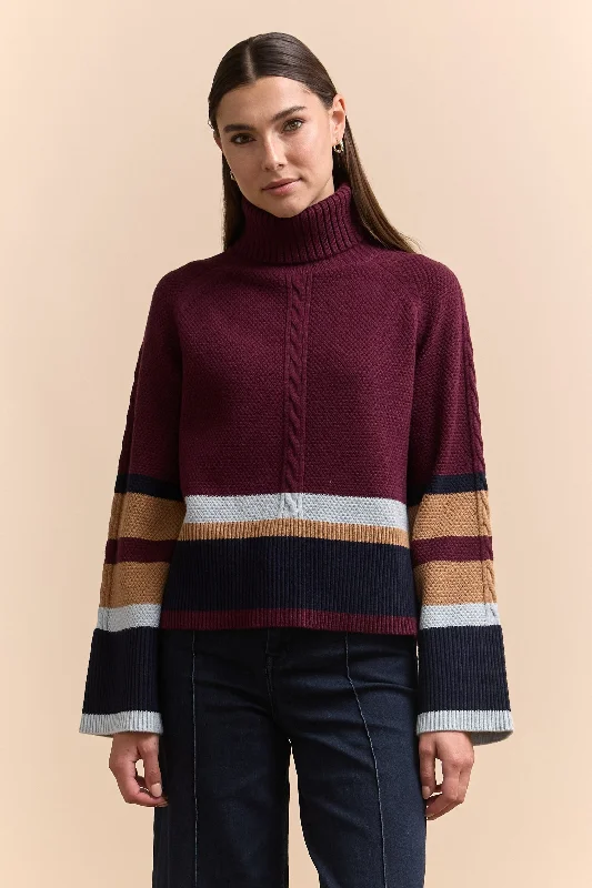 Striped Raglan sleeve sweater Machine Wash Dry Clean Hand Wash