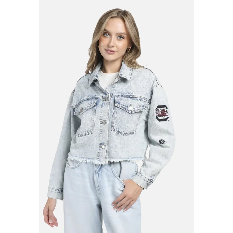 SOUTH CAROLINA GAMECOCKS LADIES DENIM JACKET WITH SCRIPT BACK Cotton Jacket Linen Jacket Terry Jacket