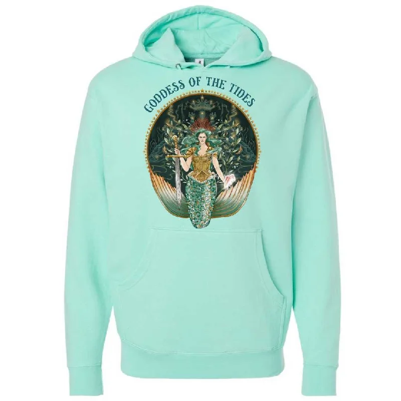 Goddess Of The Tides Pullover Hoodie - Mint Plunging Neck Pullover