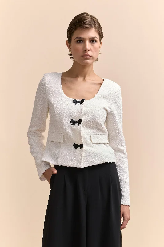 Stretch jacket with ribbon Lace Jacket Ribbed Jacket Sequined Jacket