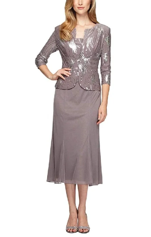 Alex Evenings - Sequined Two Piece Dress with Jacket 296267 Plaid Jacket Tartan Jacket Houndstooth Jacket