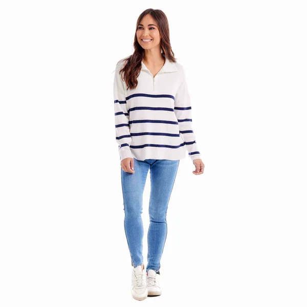 Carlisle Stripe Pullover in Navy and White by Mudpie Turtleneck Warm Pullover