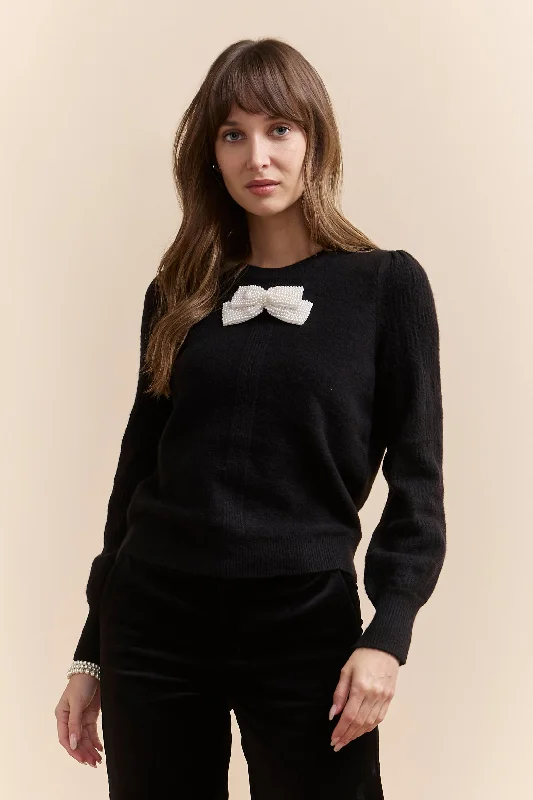 Sweater with pearls bow Long Sweater Short Sweater Cropped Sweater