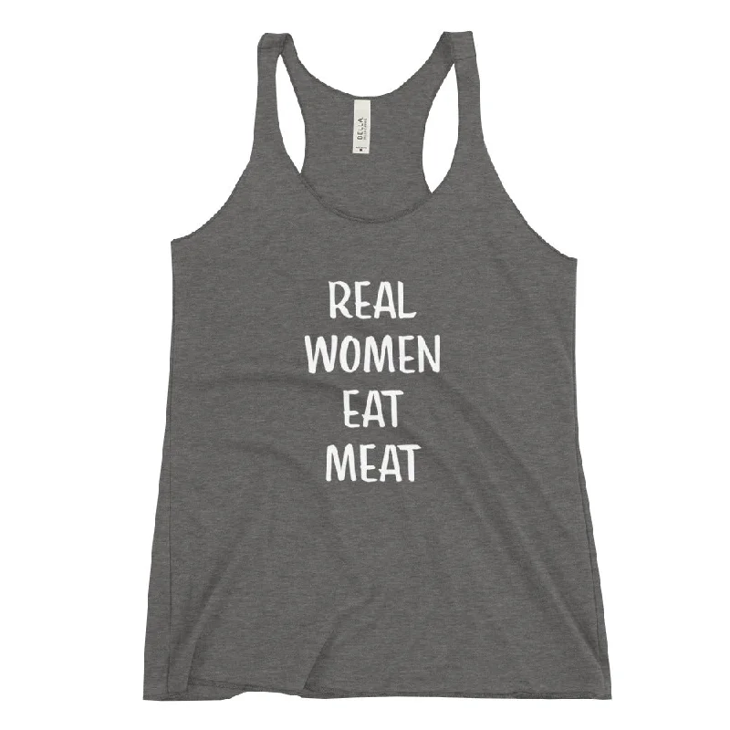 REAL WOMEN EAT MEAT Women's Racerback Tank soft tank top
