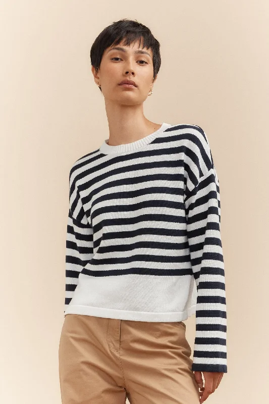 Oversized striped sweater Spandex Blend Rayon Blend Denim Blend