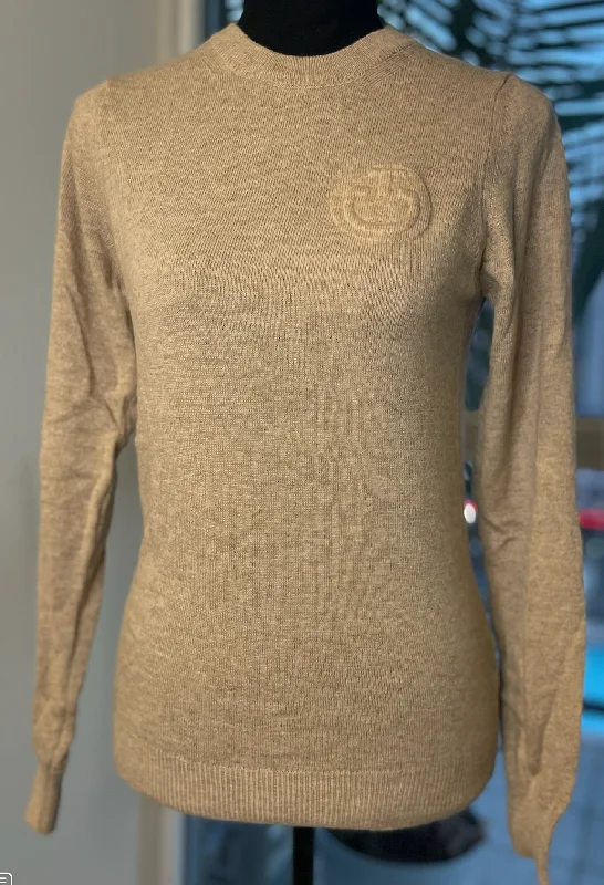 Cavalleria Toscana CT Embossed Crew Neck Cashmere Blend Knit Sweater Turtle Neck Boat Neck Asymmetrical Neck