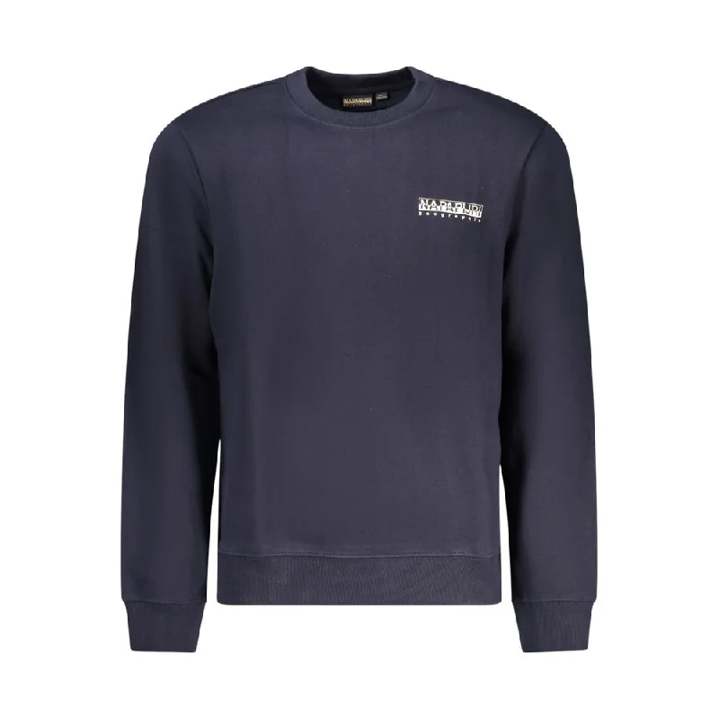 Blue Cotton Sweater Collared Crew Neck Turtle Neck