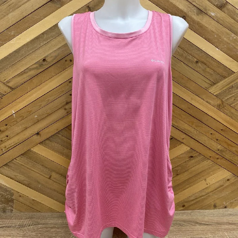 Columbia - Women's Stripe Racerback Tank Top - MSRP comp $54: Pink -women-2XL white tank top