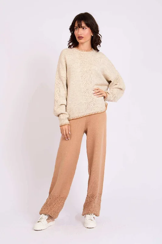 Women Regular Fit Pullover - Brown Leg Sleeve Comfort