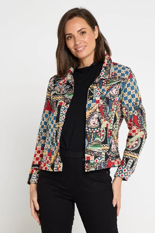 Dakota Cotton Jacket - Queen's Gambit Collared Jacket Crew Neck Jacket Turtle Neck Jacket
