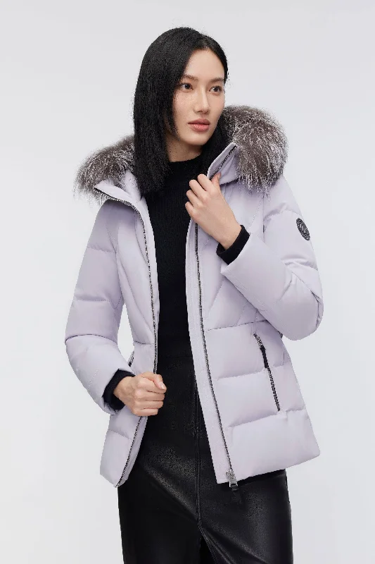 Women's Premium Extreme Goose Down Jacket 2372 Satin Fabric Silk Fabric Chiffon Fabric