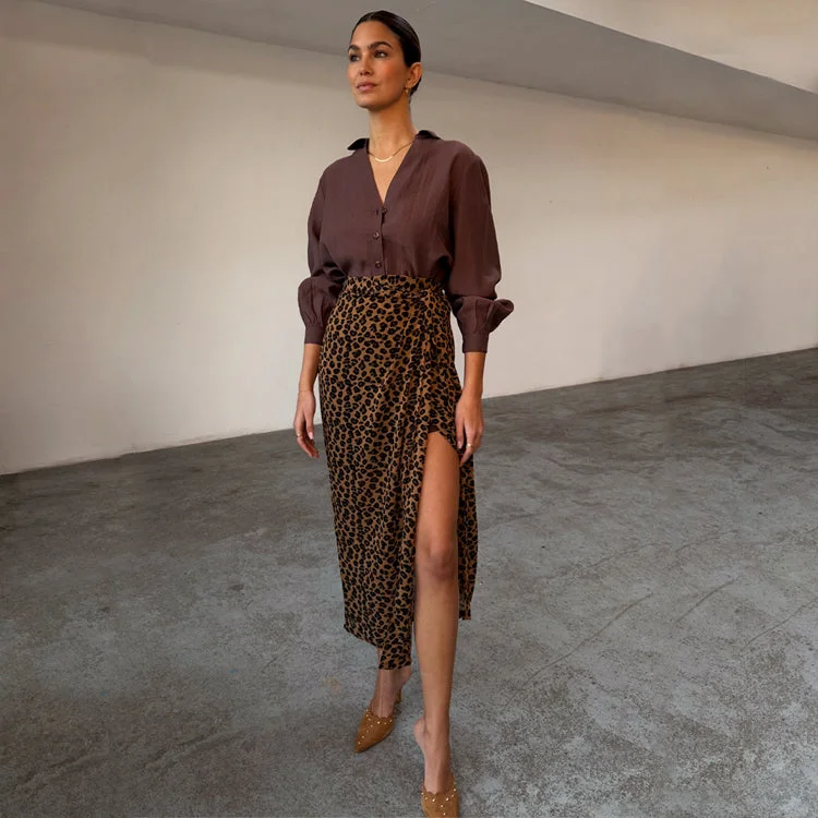 Leopard Sheer Jaspre Skirt high waist skirt