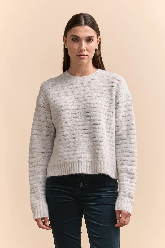 Crew neck pointelle sweater Layered Multi-layer Single Layer