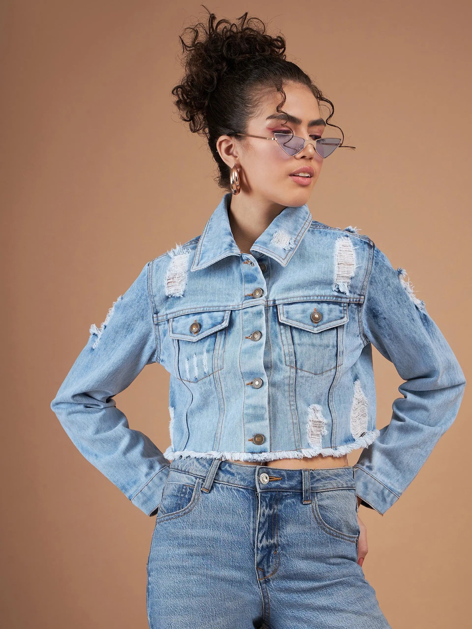 Women Solid Standard Blue Collared Neck Full Sleeve Jacket Knit Jacket Woven Jacket Fleece Jacket