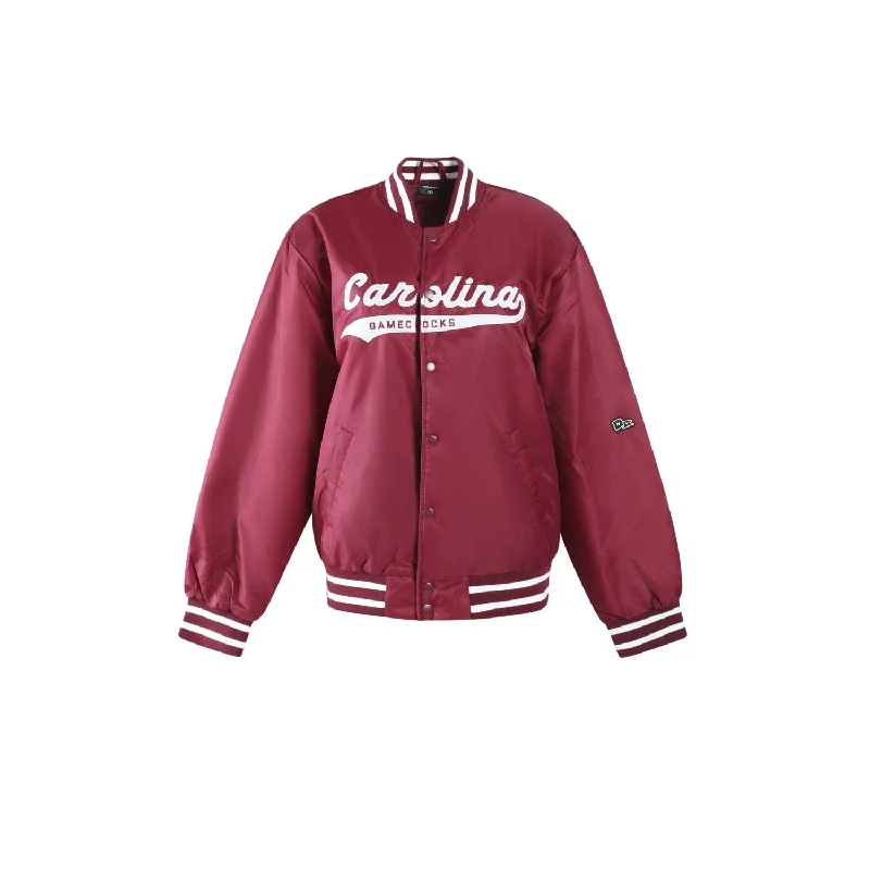SOUTH CAROLINA GAMECOCKS GARNET LADIES VARSITY JACKET Faux Fur Jacket Real Fur Jacket Shearling Jacket