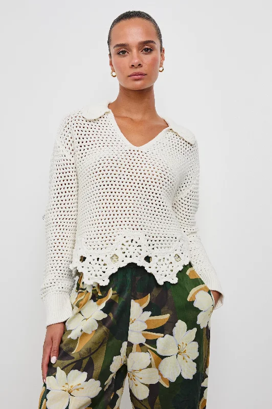 LOUISE SWEATER - IVORY Cashmere Blend Cotton Blend Poly Blend