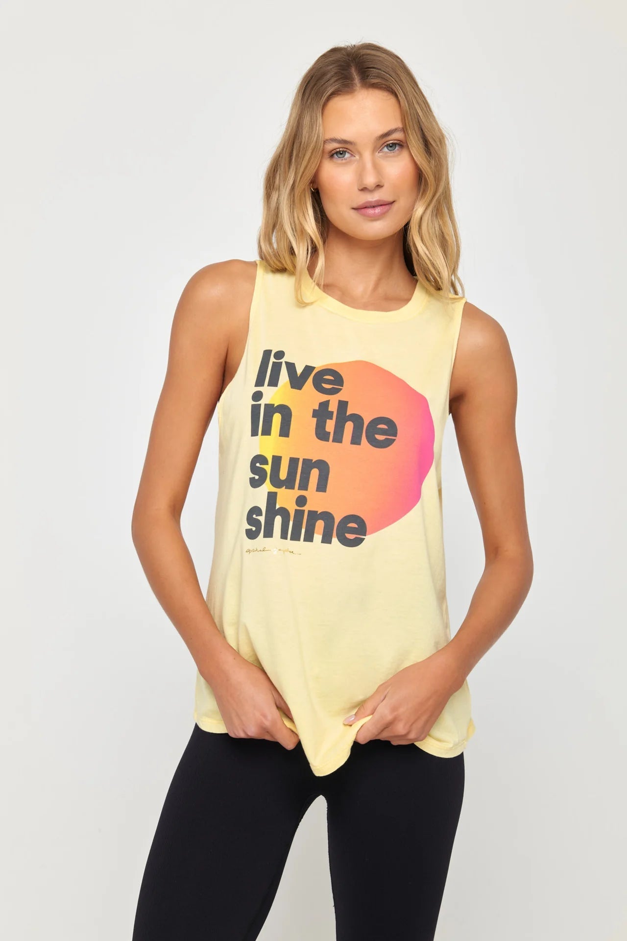 Spiritual Gangster Sunshine Jade Muscle Tank graphic tank top