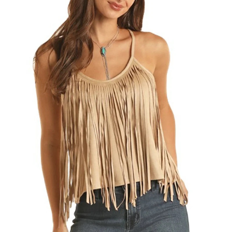 Rock & Roll Cowgirl Women's Suede Fringe Tank Top