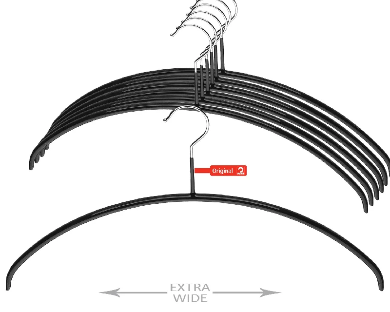 Euro Shirt, Sweater, Non-Slip Steel Clothing Hanger, Wide Version, Model 46P, Black Thin Thick Dense