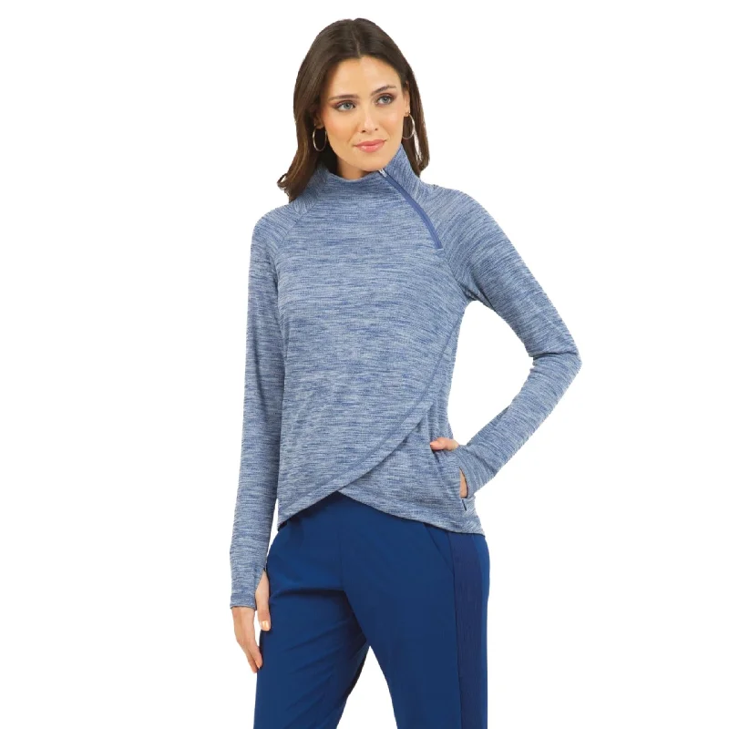 Ibkul Women's Asymmetrical Zip Pullover - 77000 Three Quarter Sleeve