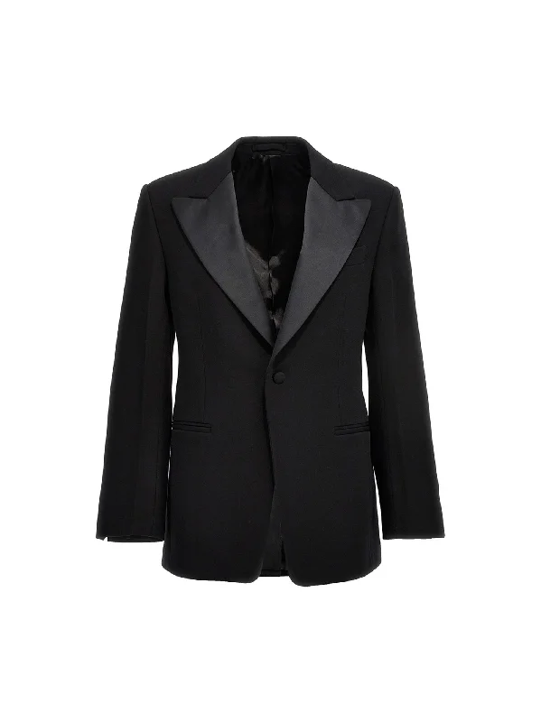 Tuxedo Blazer Jacket Welt Pockets Slit Pockets Flap Pockets
