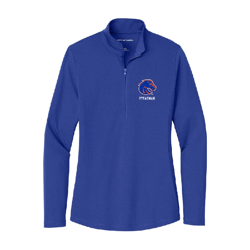 Boise State - NCAA Women's Basketball : Josee Steadman - Women's Lightweight Quarter Zip Jacket Zippered Front Buttoned Front Snap Front
