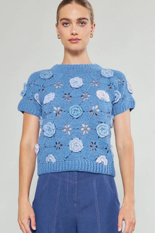 Handmade Crochet Sweater Top Bright Pastel Dark