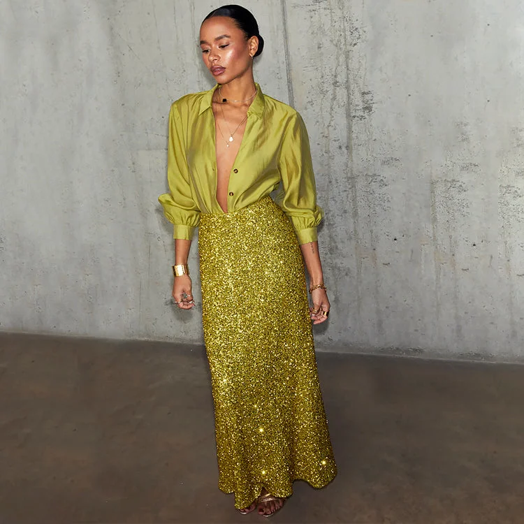 Lime Sequin Dorris Skirt tulle skirt dreamy