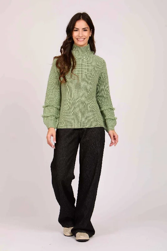 Women Regular Fit Pullover - Green Port Neck Pullover