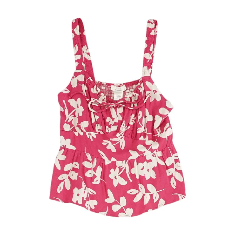 Pink Floral Cropped Tank open back tank