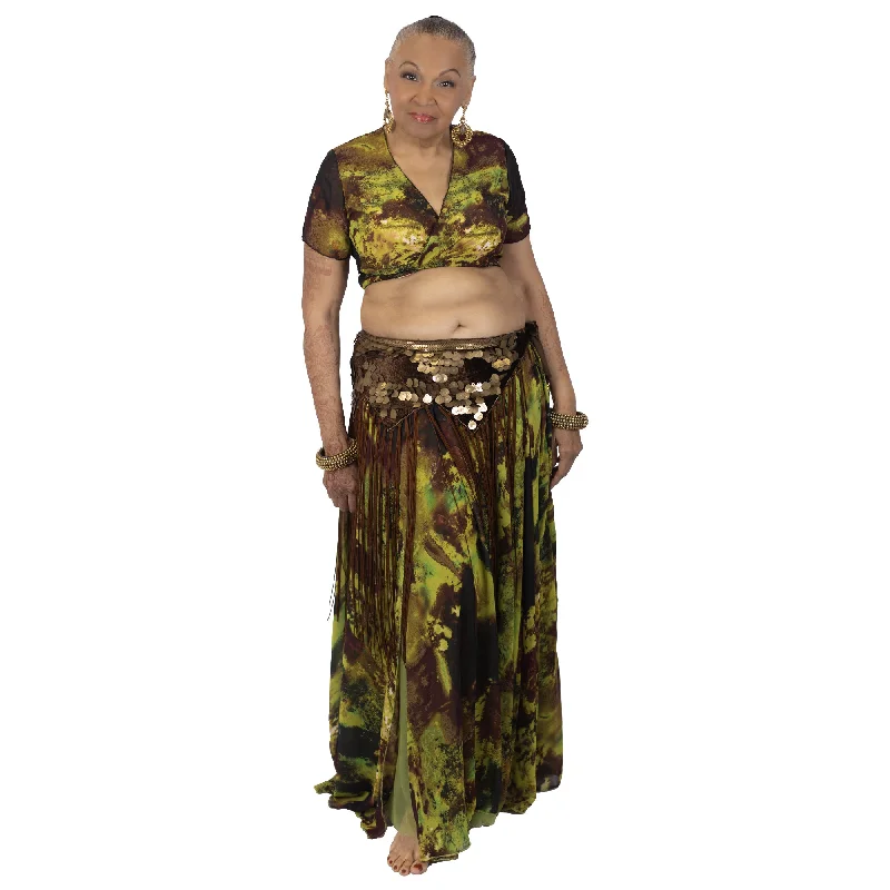 Belly Dance Top, Skirt & Hip Scarf Costume Set velvet skirt rich