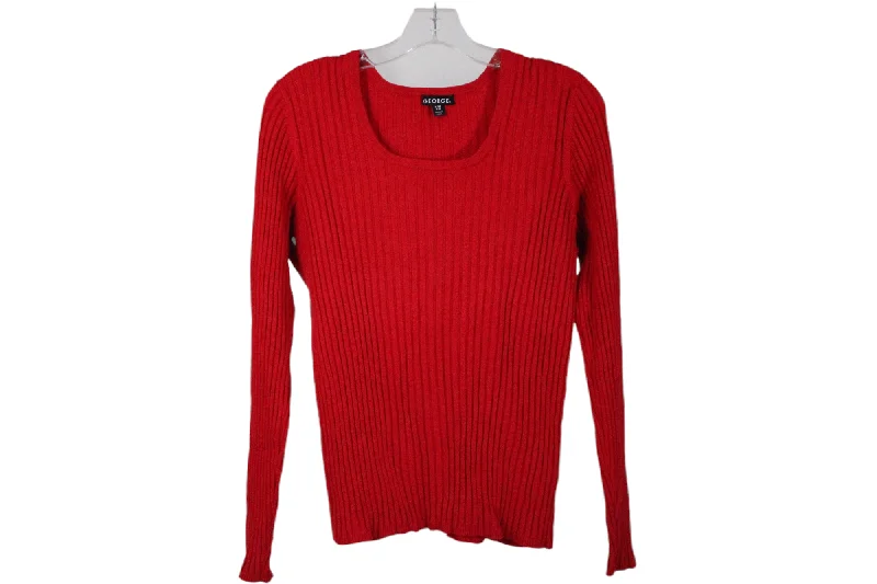 George Red Ribbed Sweaters | XL Transparent Opaque Sheer