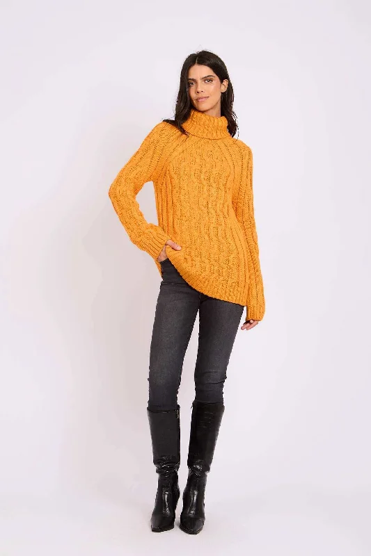 Women Regular Fit Pullover - Orange Puff Sleeve Stylish