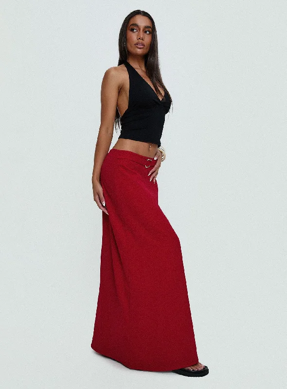 Devoted Maxi Skirt Red wool skirt warm