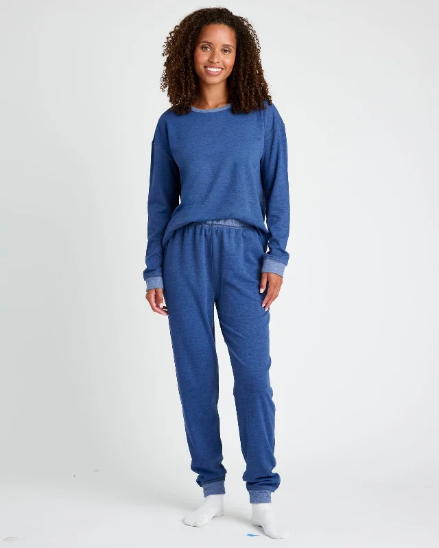Navy Heather Long Sleeve Pullover & Jogger PJ Set Hooded Pullover Sweater