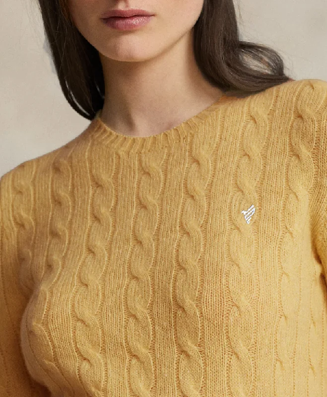 Mustard Cable Knit Sweater (Women) Solid Color Striped Floral Print