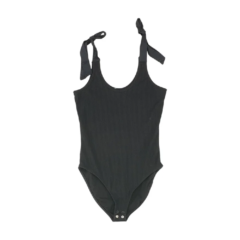Black Solid Bodysuit Tank athletic tank top