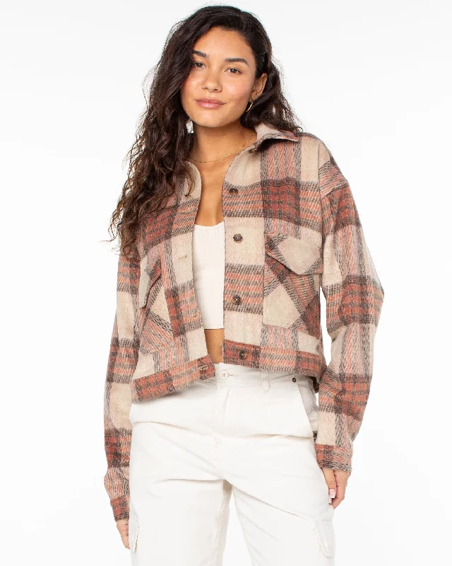 Township Plaid Jacket - Desert Flower Wool Fabric Cashmere Fabric Tweed Fabric