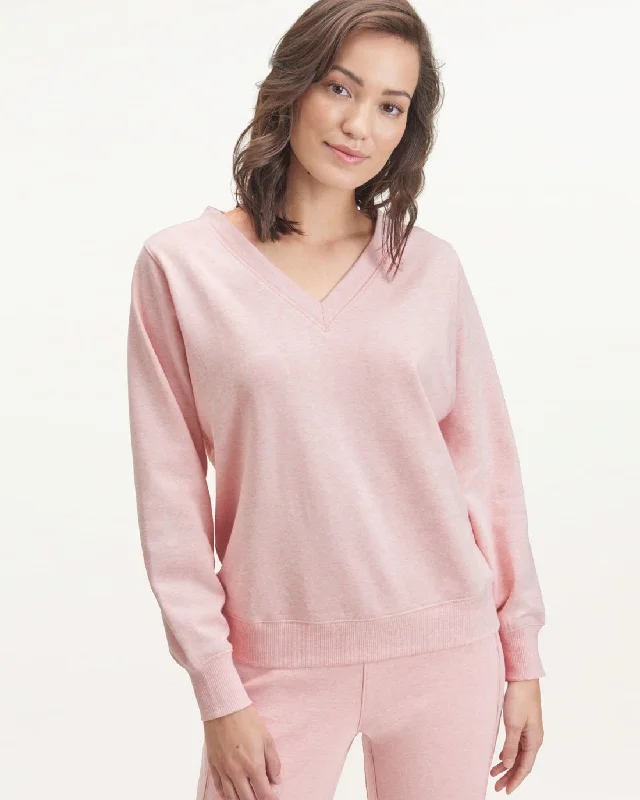 Botanical Dyed V-Neck Pullover Short Puff Sleeve