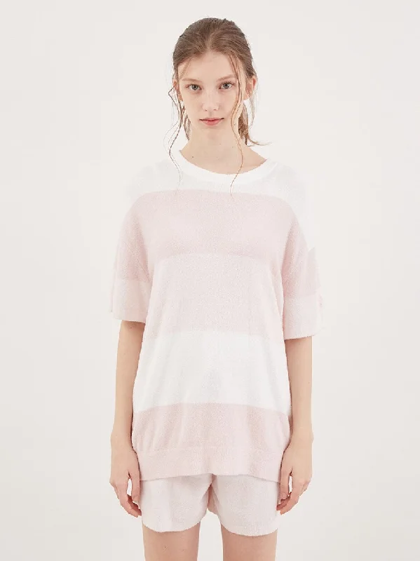 Smoothie Lite 3 Striped Short-Sleeved Pullover Boxy Neck Sweater