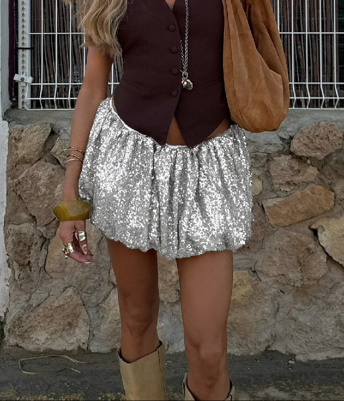 Nehemiah Sequin Balloon Skirt patchwork skirt art