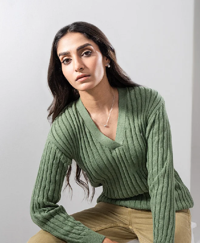 Olive V-Neck Sweater (Women) Wool Sweater Cotton Sweater Cashmere Sweater