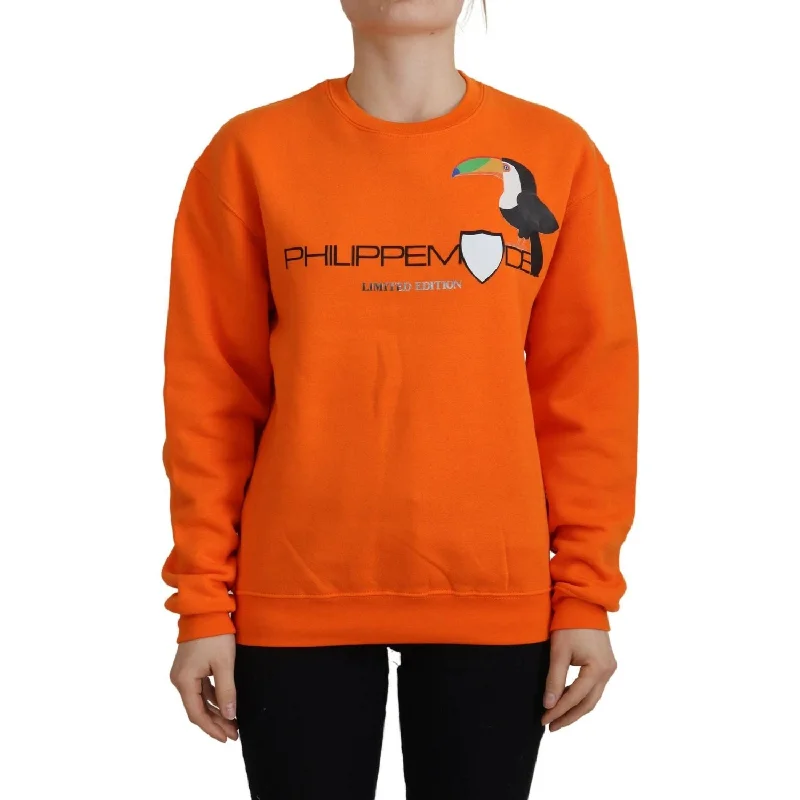 Philippe Model Chic Orange Printed Long Sleeve Pullover Sweater Bell Sleeve Stylish
